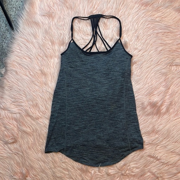 Lululemon Lighten Up‎ Heather Black Tank with Built In Sports Bra Size 4 - Picture 1 of 5